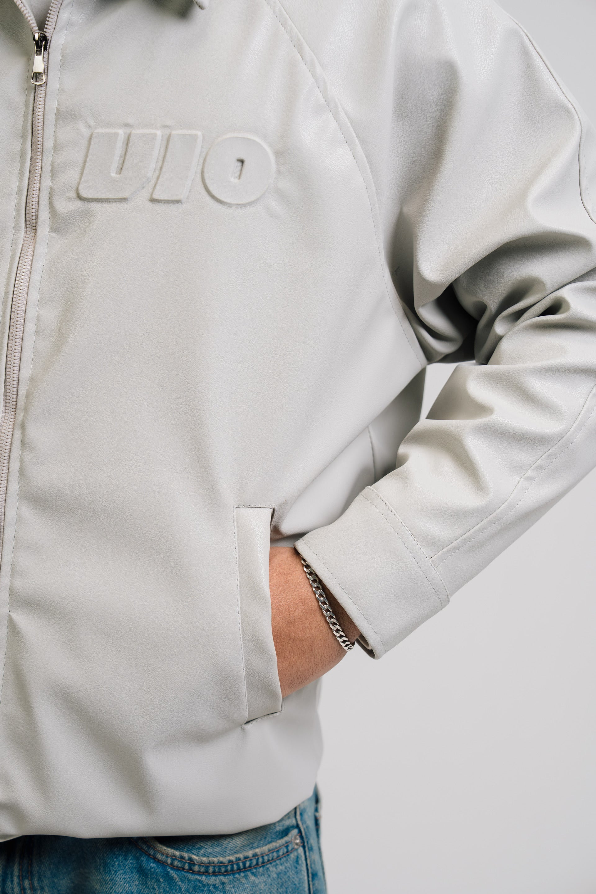 VIO-Leather jacket (Grey)